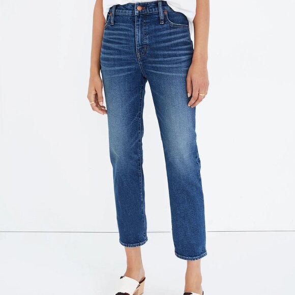 Madewell Size 23 Blue Mid Rise Classic Straight Leg Ankle Cropped Jeans - Picture 7 of 14